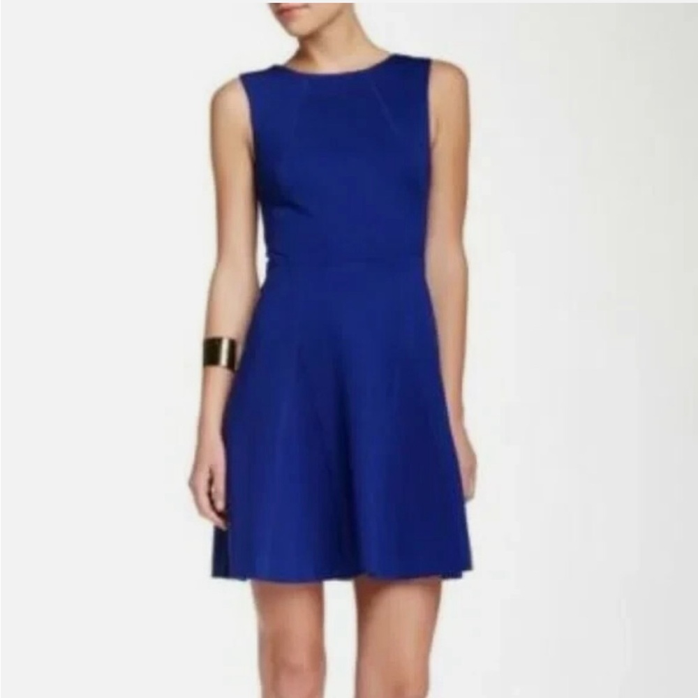 Trina Turk Delphine Cutout Ponte Fit & Flare Mini Dress in blue